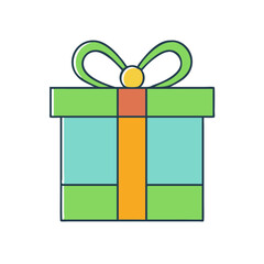 Green gift box with ribbon for celebration and holiday illustration