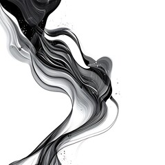 Black and white smoke forming a swirling floral pattern with a woman's silhouette