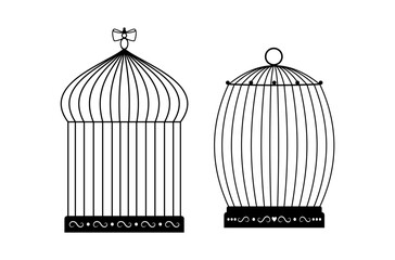 Set Vintage birdcages vector collection