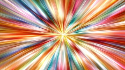 Obraz premium Vibrant, multicolored rays converge at a bright center, creating a dynamic, explosive effect