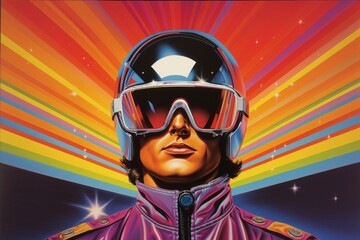 A man sunglasses portrait helmet.