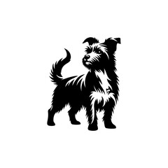 vector illustration of a black dog and white background