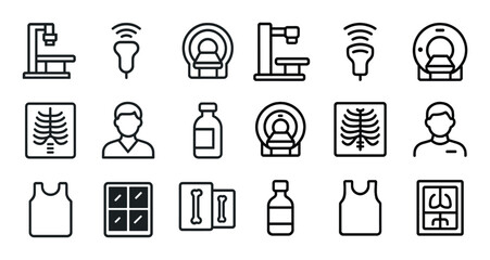 Diagnostic imaging icons for medical reports and healthcare design