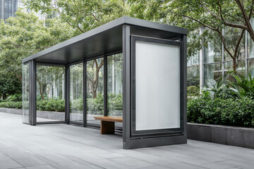 Display banner mockup for modern urban environment in daylight