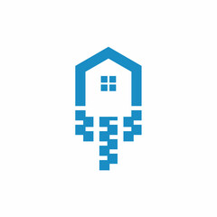 Digital House Key Logo – Tech Home Security Symbol