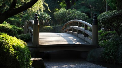 wooden bridge in the park