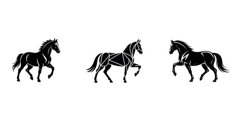 horses on white background, horse black silhouette vector logo, Horses in Pasture Silhouettes, Silhouettes of Horses Running.