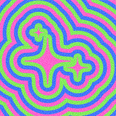 Stylized sparkle icons on a vibrant pink, green, and blue ripple pattern. Vector illustration.