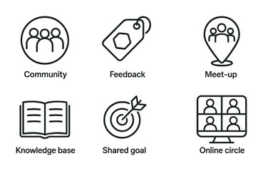Online community icons for meetup and collaboration concepts
