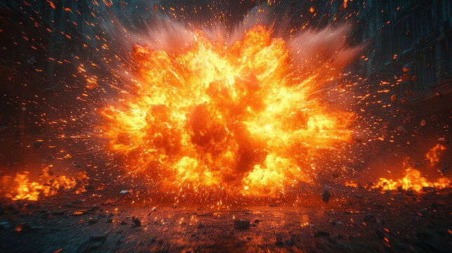 Fiery explosion graphic