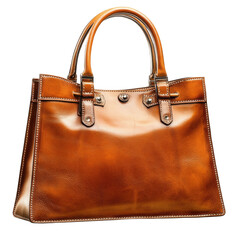 Classic Leather Handbag  isolated on a transparent background