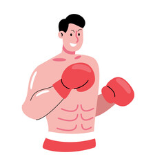 Cartoon Illustration of a Male Boxer