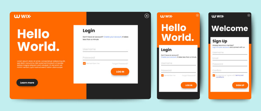 Set Registration pages. Mobile app and Web login and sign up UI concept design. web landing page registration. vector