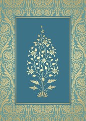 wedding card design, paisley floral pattern , India	