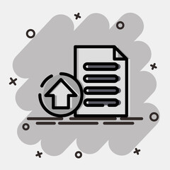 Icon upload. Internet network elements. Icon in comic style.