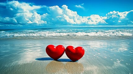 Fototapeta premium A picturesque Valentine's Day postcard with a sea backdrop.