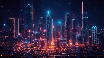 Fototapeta premium A futuristic smart city powered by AI-driven scientific advancements