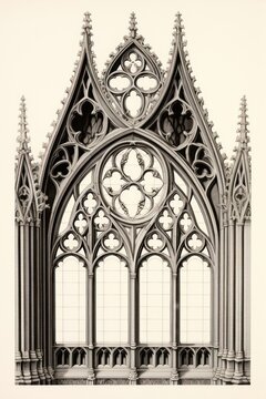 Gothic styled masion window architecture cathedral building.