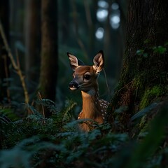 A Dappled Forest Sunlight Hides a Carefully Camouflaged Young Fawn