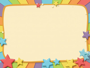 colorful kawaii pink star shape frame on transparent background, PNG. Generative ai