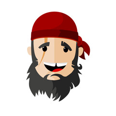 cartoon pirate head with red bandana – vector illustration