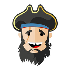 cartoon pirate head with hat – vector illustration