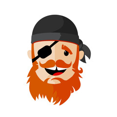 cartoon pirate head with black bandana – vector illustration