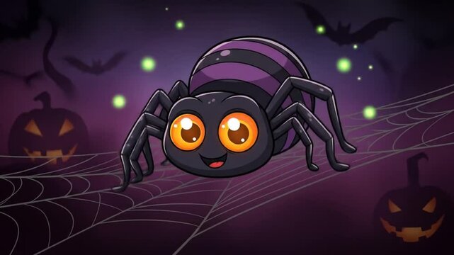Cute cartoon spider halloween illustration