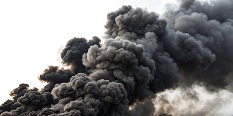 Dark Grey Smoke Plume, Dense Cloud, Pollution smoke plume, industrial pollution