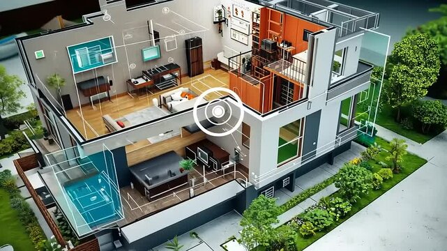 Detailed Architectural Visualization: Modern Home Design with Interior Elements