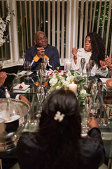 Group of friends celebrating wedding anniversary