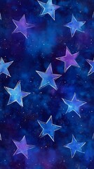 Seamless pattern with evenly spaced five-pointed stars, ideal for textiles, digital backgrounds, and clean decorative surface design.