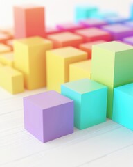 Obraz premium Representación abstracta de cubos pastel con degradado de color