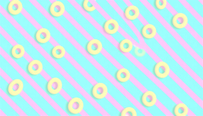 Pastel Pink and Blue Rings Pattern Background