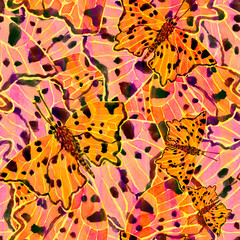 Butterfly wings seamless watercolor pattern