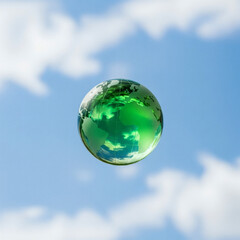 Terre verte flottant dans le ciel