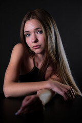 Young woman leaning on