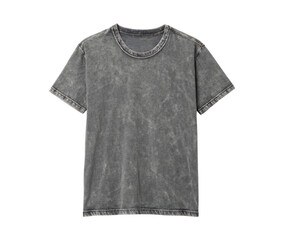 Grey Acid Wash Distressed Gray T-shirt Mockup isolated on a transparent background png