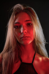 Red lights on black background