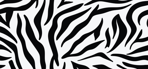 Zebra print seamless pattern background. Zebra stripes or skin fur texture vector.