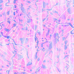 Pink watercolor butterfly seamless pattern in washed colors