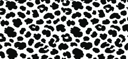 Black and white leopard skin fur texture or leopard print pattern vector background