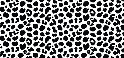 Black and white leopard skin fur texture or leopard print pattern vector background