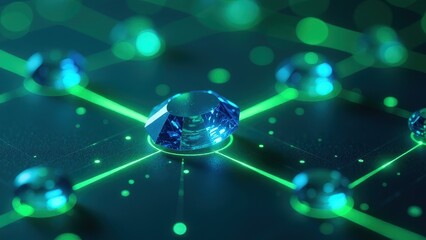 Blue diamond is surrounded by a green background. The diamond is the center of attention