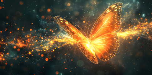 An abstract background with beautiful abstract business transformation innovation. Change from traditional to high technology-like life cycle of a butterfly. To imply a successful future business