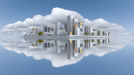 Fototapeta premium city skyline in the clouds