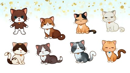 Adorable Cats Collection: Eight charming kittens in various poses.