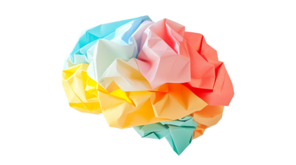 Creative Brain Made from Crumpled Rainbow Paper