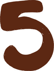 Hand-Drawn Brown Number 5 Symbol