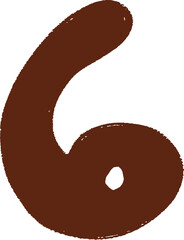 Hand-Drawn Brown Number 6 Symbol
